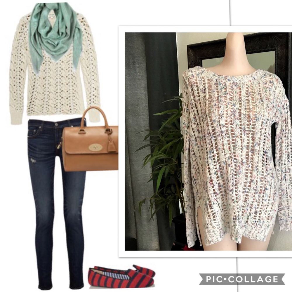 AEO Variegated Open Knit Low Back Sweater